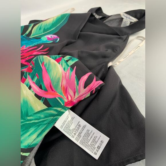 Tommy Bahama Tropical Print Black‎ Mini Dress Paradiso Parrots Women’s Size S - Picture 14 of 16